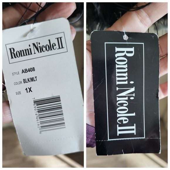 Ronni Nicole II by Ouida Feather Cuff Metallic Evening Jacket (1X) – NWT - Picture 9 of 9